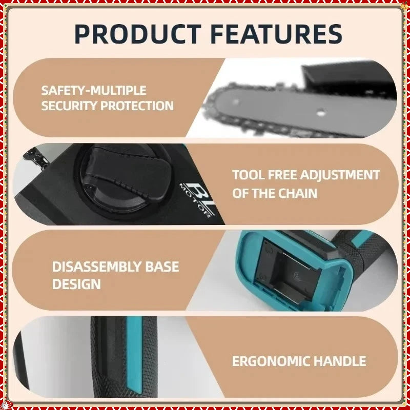 Makita  6 Inch Chain Saw Handheld Portable 18V Battery Wood Logging Chainsaw Garden Pruning Wood Electric Saw Power Tool