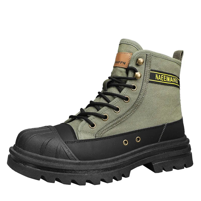 Boots men's high top 2025 summer anti slip and wear-resistant thick soled trendy boots men's workwear versatile