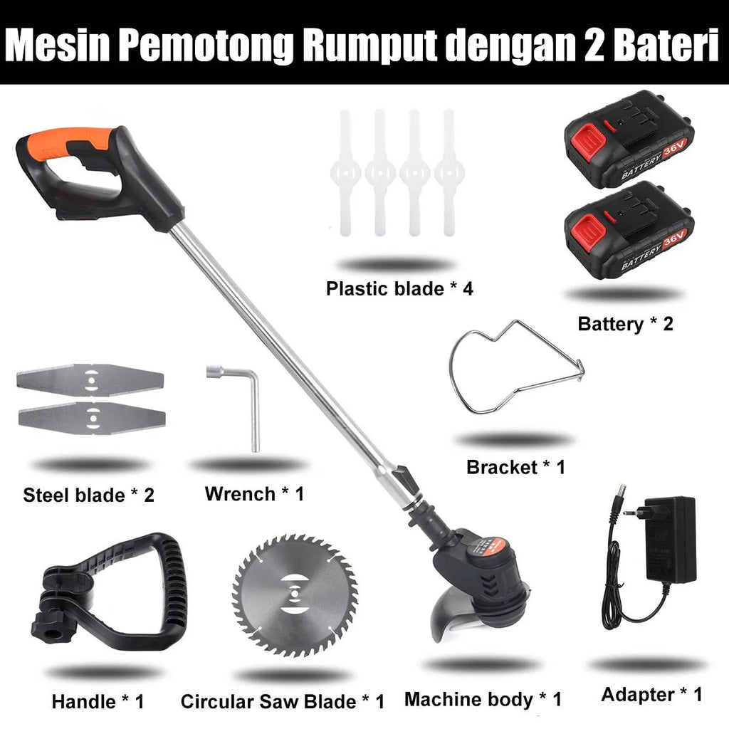 1880W Wireless Electric Grass Trimmer Portable Battery Lawn Mower Brush Cutter Weeder Brushcutter Pruning Garden Power Tools