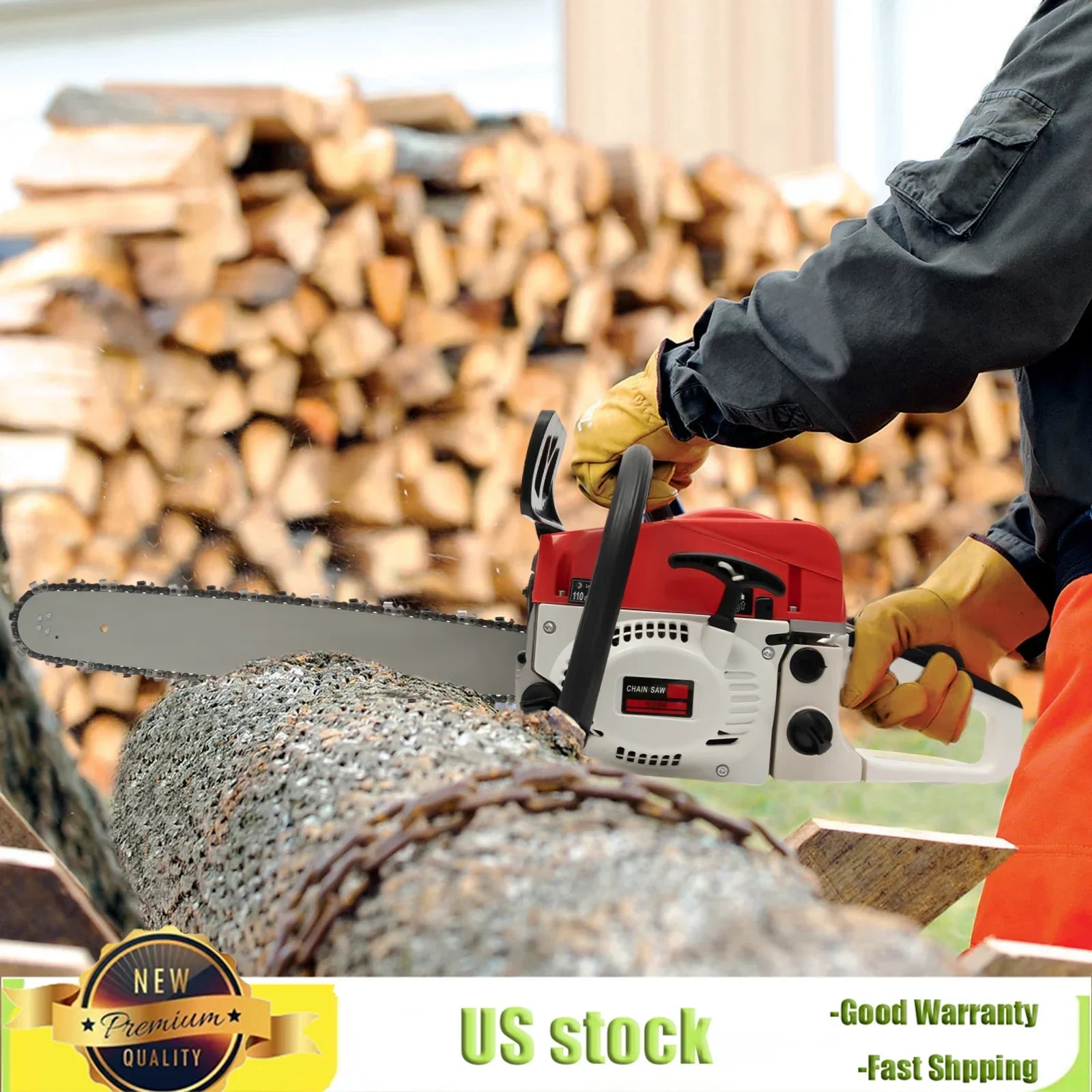 20inch Professional Air-Cooled Gasoline Chainsaw 52CC with Tool Bag，7500rpm Gas-Powered Chainsaw for Heavy-Duty Wood Cutting