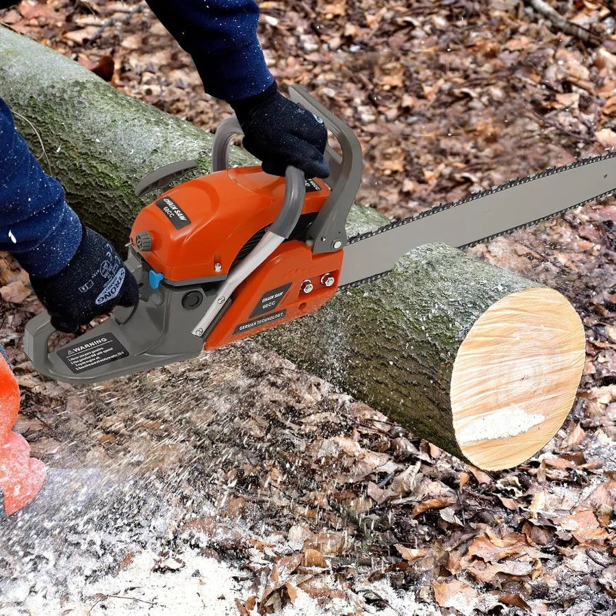 60CC Gasoline Chainsaw 22 Inch Gas Powered Chainsaw for Cutting Wood with 2.8KW Power Lightweight Cordless Chain Saw Set in Sil