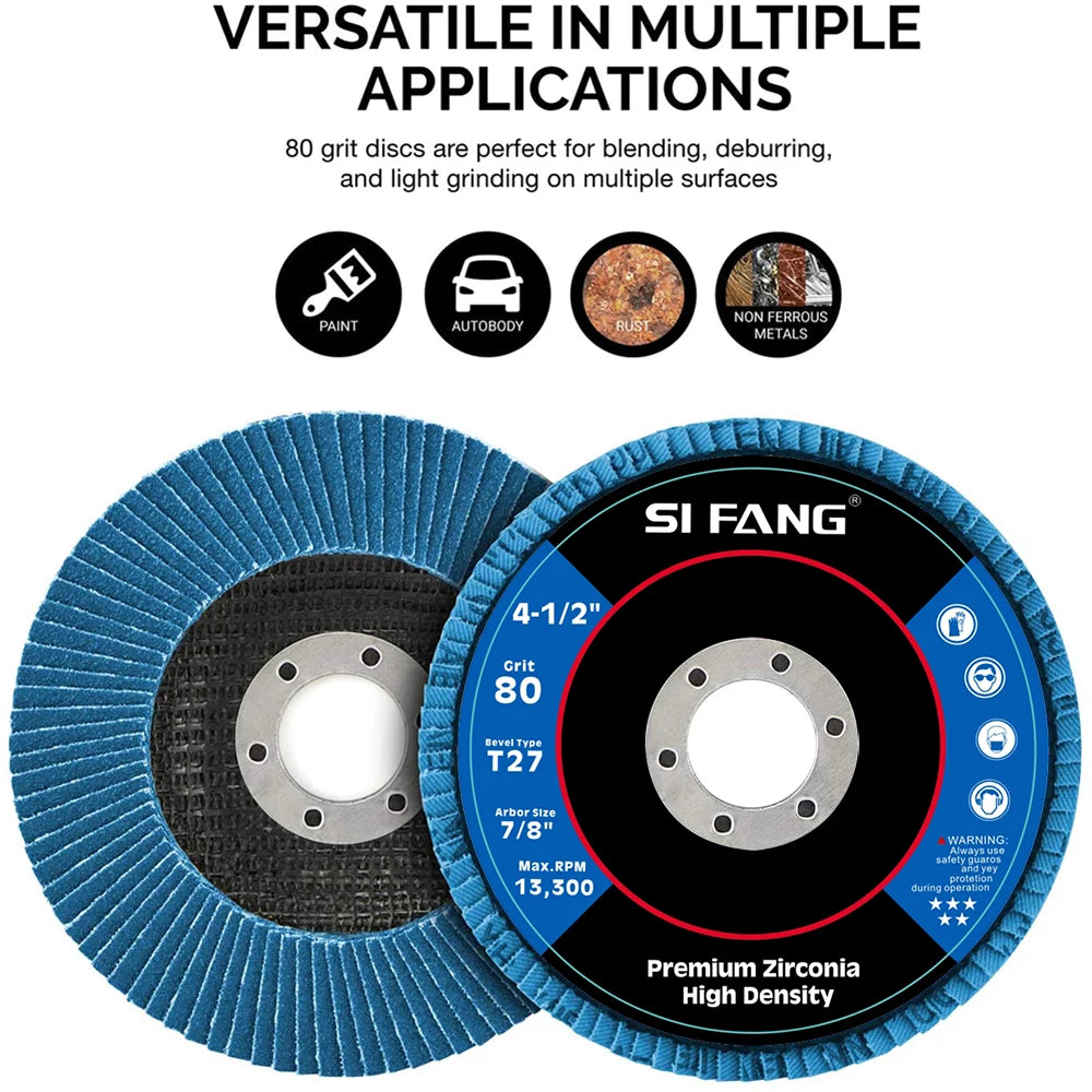 5pcs 115mm Flap Discs 4.5" Sanding Discs Zirconia Grinding Wheelsfor Angle Grinder Wood Metal Abrasive Tool 40/60/80/120 Grit
