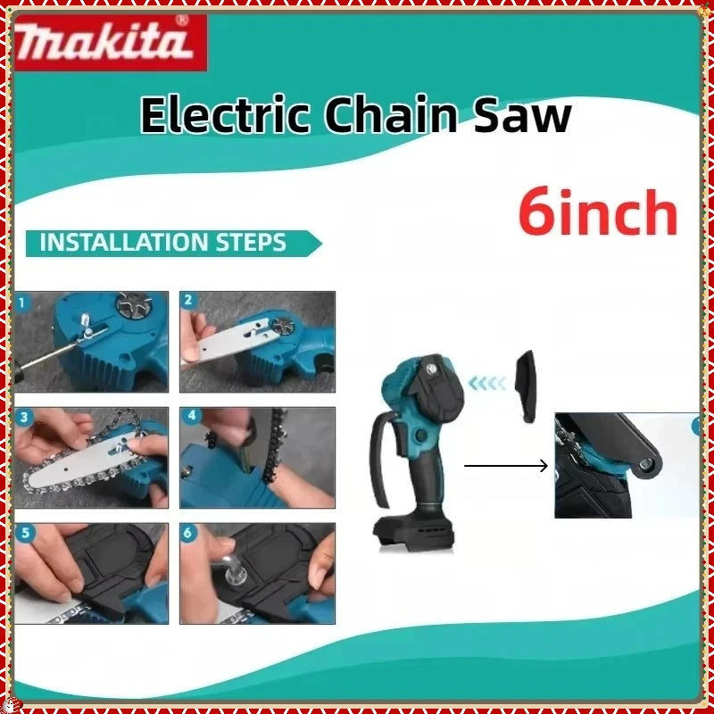 Makita  6 Inch Chain Saw Handheld Portable 18V Battery Wood Logging Chainsaw Garden Pruning Wood Electric Saw Power Tool