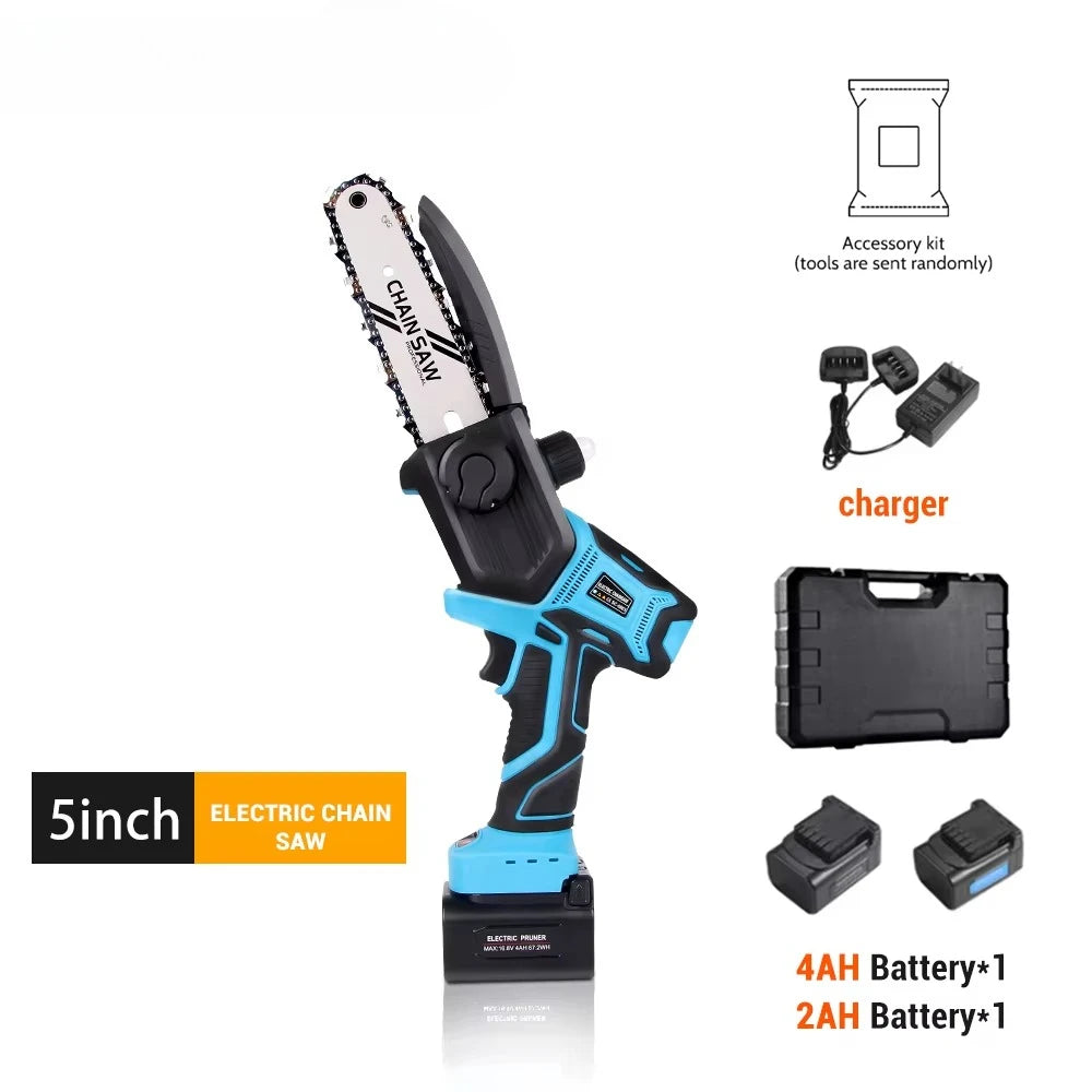 5 Inch Brushless Electric Saw Cordless Chainsaw Li-ion Battery Woodworking Power Tool for 16.8V Battery