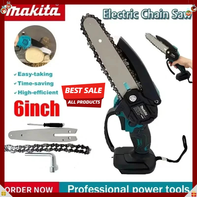 Makita  6 Inch Chain Saw Handheld Portable 18V Battery Wood Logging Chainsaw Garden Pruning Wood Electric Saw Power Tool