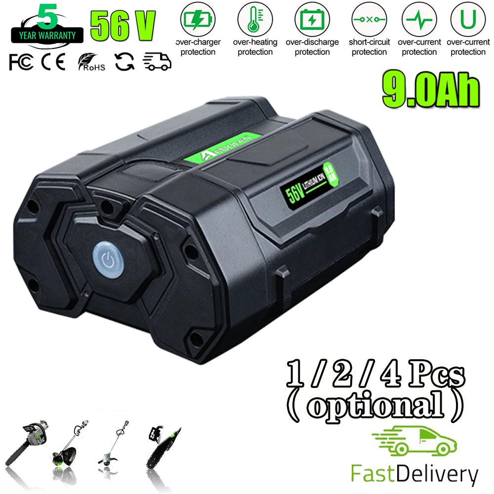 1~4Pcs 5.0/9.0Ah BA5600T Replace for EGO 56V Li-on Battery Pin Compatible with Power Tools (Lawn Mower Leaf Blower Chainsaw)