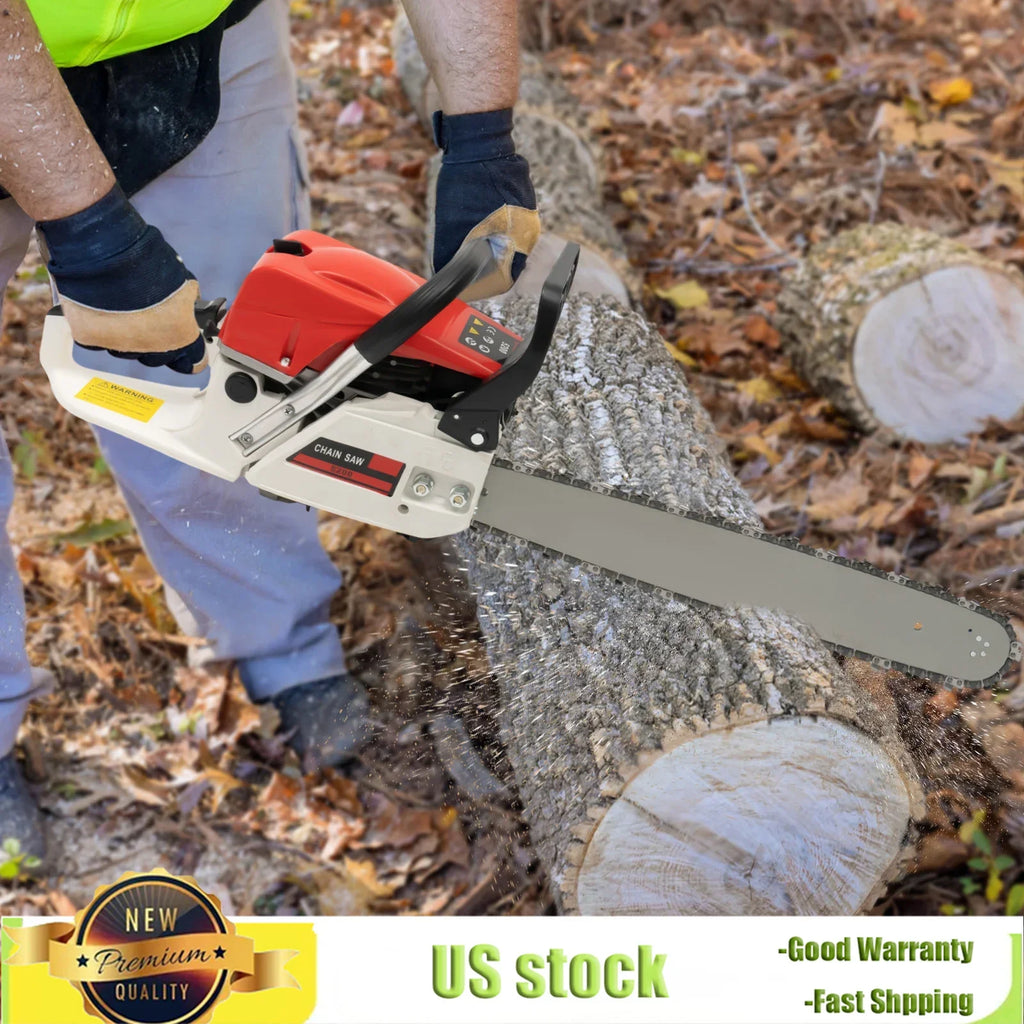 20inch Professional Air-Cooled Gasoline Chainsaw 52CC with Tool Bag，7500rpm Gas-Powered Chainsaw for Heavy-Duty Wood Cutting