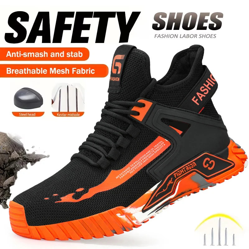 Anti-Smash Puncture-Proof Safety Shoes Steel Toe Safety Boots Security Protection Footwear Work Shoes Indestructible Boots Male