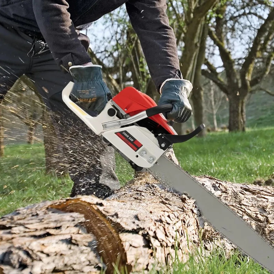 22Inch Gas Chainsaw 2-Stroke 52CC 2KW Engine Handheld Air-cooled Pull Start Petrol Saw for Wood Cutting Garden Pruning Forest L