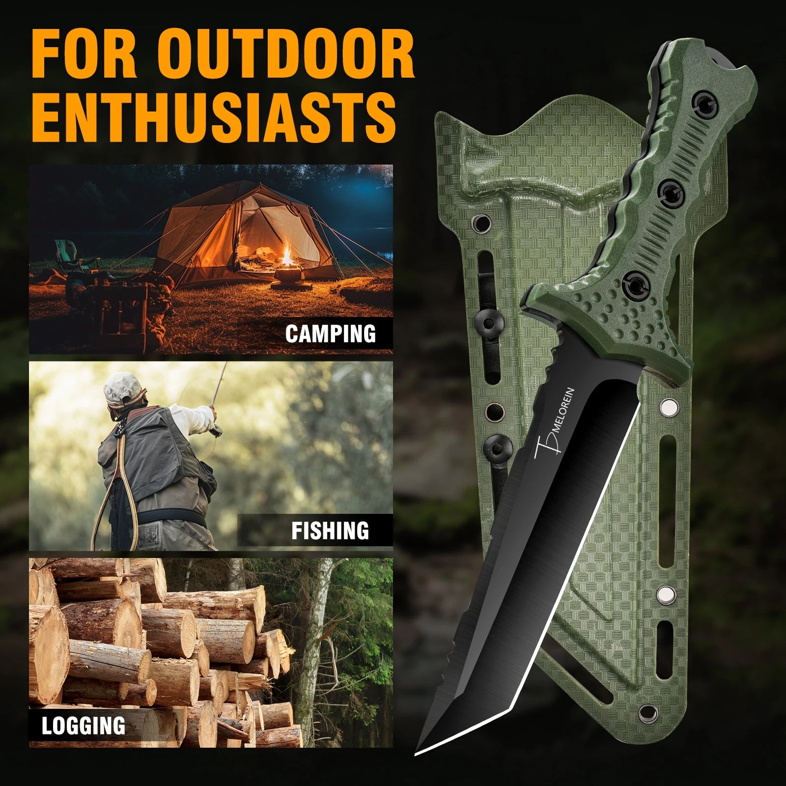 A Powerful Tool Knife for Wilderness Adventures, Made of High Hardness Stainless Steel, with a Fixed Blade Body