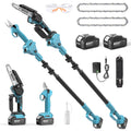 TaskStar 4-in-1 Garden Power Tools Cordless Pole Saw 6" Mini Chainsaw Electric Pruning Shears 30mm Pole Pruner For Wood Cutting