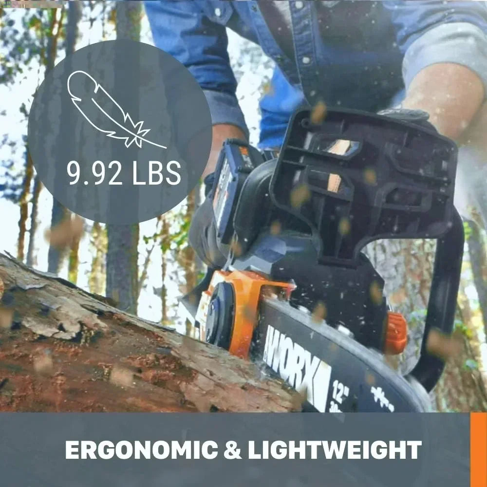 A 40V 12" Cordless Chainsaw Power Share with Auto-Tension - WG381 (Batteries & Charger Included) electric saw power tools