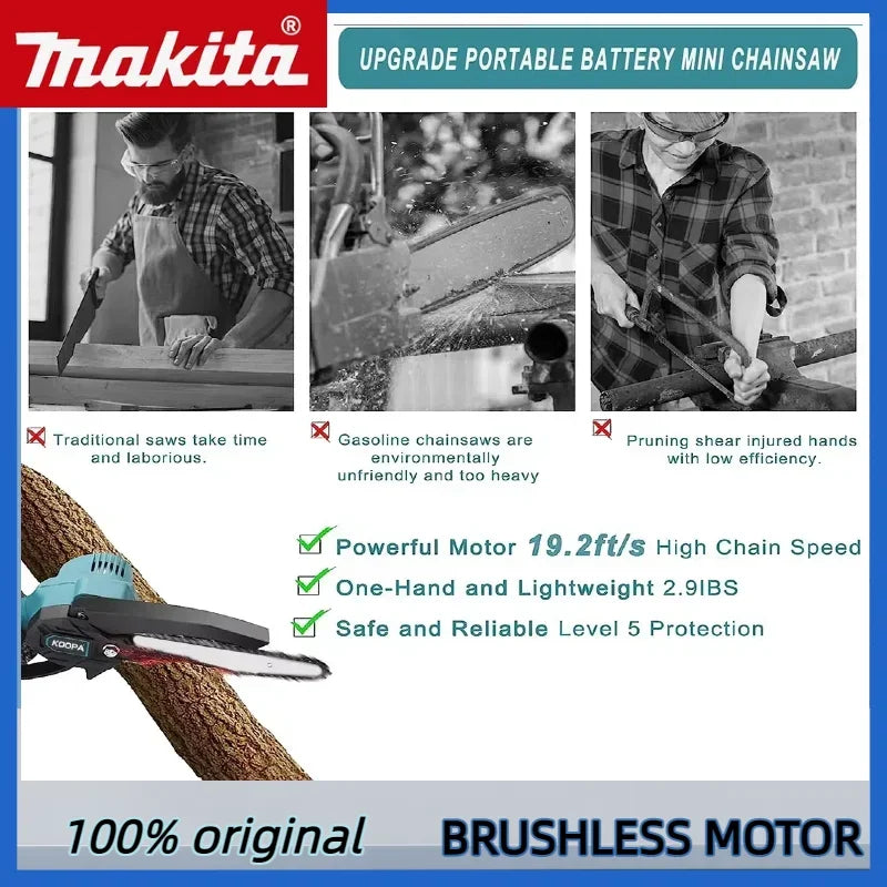 Makita Mini Chainsaw Woodworking with 6-inch Logging Sawzall Mini Portable Chain saw Small Handheld Electric Chain saw