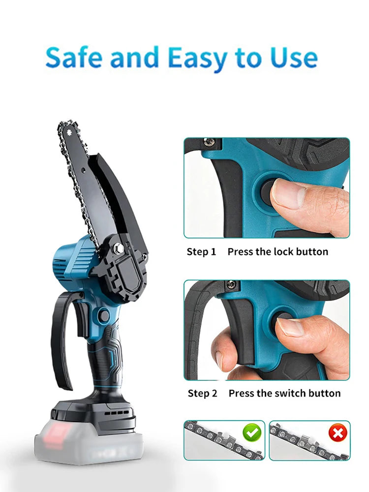 3 IN 1 Brushless 6inch Chainsaw And 3cm Pruning Shears Combo Kit Tree Pruner Garden Power Tool For Makita 21V Battery NO Battery