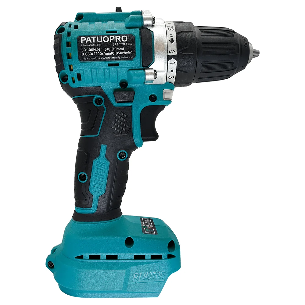 10mm Cordless Brushless Drill Electric Hand Drill Screwdriver 2 Speed 23 Torque Setting fit Makita 18v Battery (No Battery)