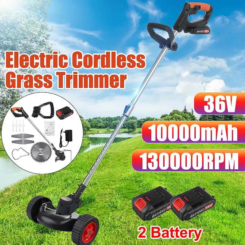 1880W Wireless Electric Grass Trimmer Portable Battery Lawn Mower Brush Cutter Weeder Brushcutter Pruning Garden Power Tools