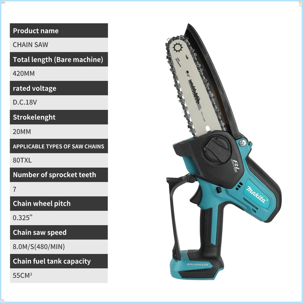 Makita Chain Saw  Electric Saw Handheld Portable Wood Logging Chainsaw Garden Pruning Wood Power Tool