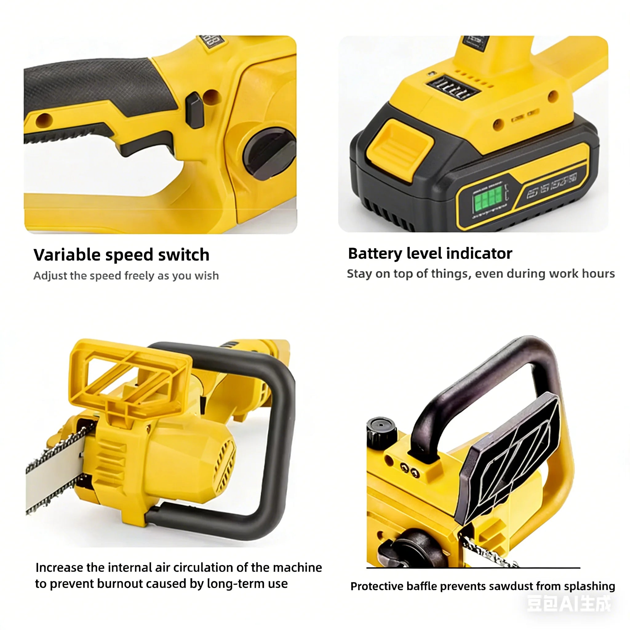 Dewalt Brushless Chain Saw  fAutomatic Oiler Cordless Chainsaw Dehydration withor Tree Cutting and Logging Electric Saw Tool
