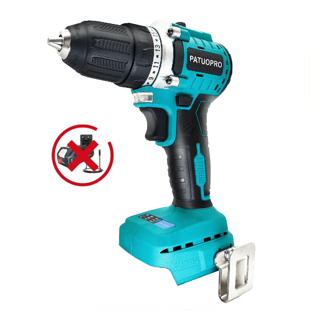 10mm Cordless Brushless Drill Electric Hand Drill Screwdriver 2 Speed 23 Torque Setting fit Makita 18v Battery (No Battery)
