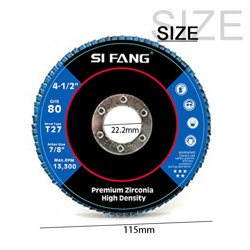 5pcs 115mm Flap Discs 4.5" Sanding Discs Zirconia Grinding Wheelsfor Angle Grinder Wood Metal Abrasive Tool 40/60/80/120 Grit