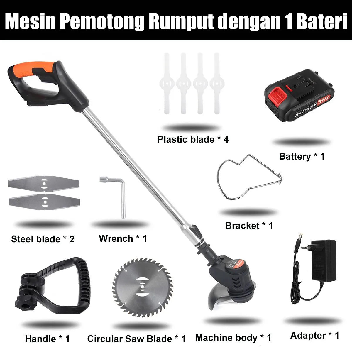 1880W Wireless Electric Grass Trimmer Portable Battery Lawn Mower Brush Cutter Weeder Brushcutter Pruning Garden Power Tools