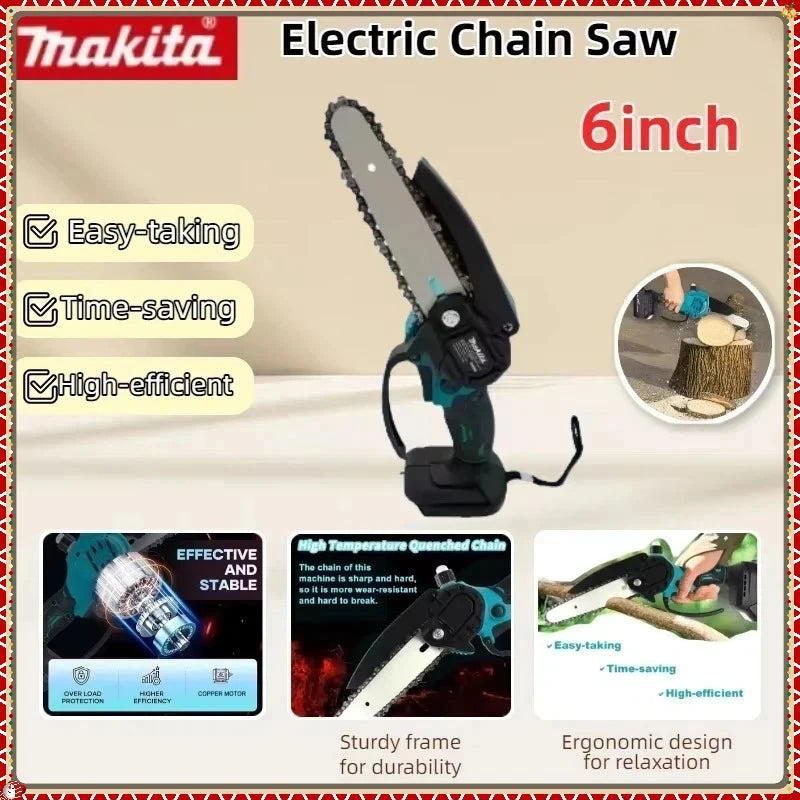 Makita  6 Inch Chain Saw Handheld Portable 18V Battery Wood Logging Chainsaw Garden Pruning Wood Electric Saw Power Tool