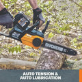 A 40V 12" Cordless Chainsaw Power Share with Auto-Tension - WG381 (Batteries & Charger Included) electric saw power tools