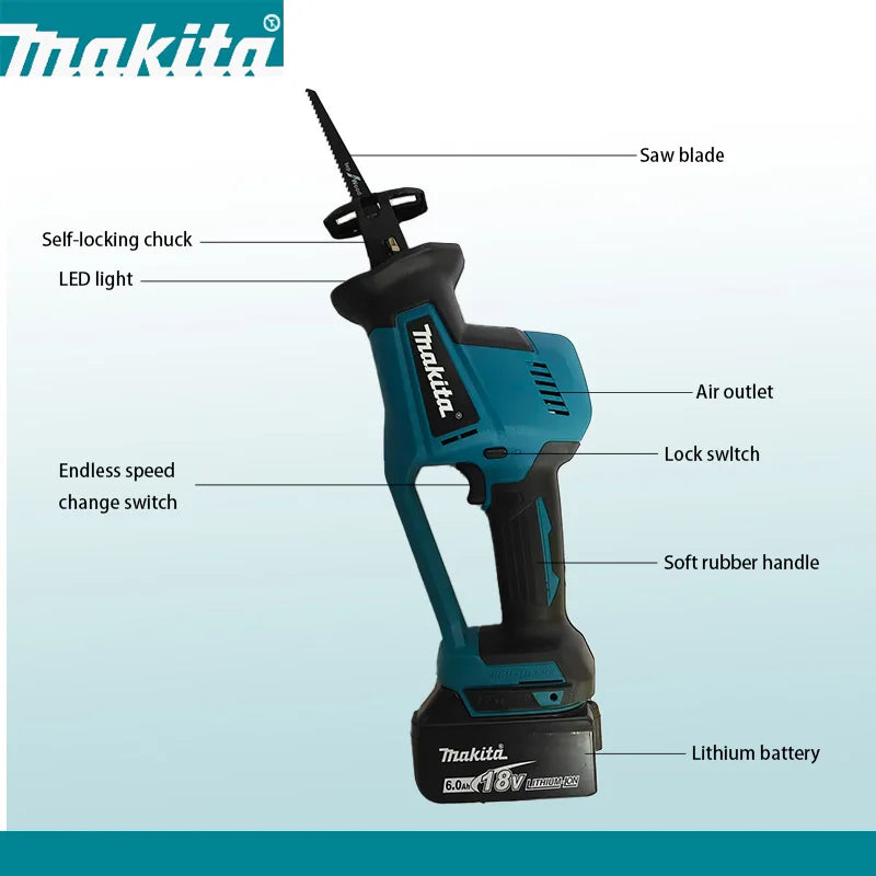 Makita Cordless Electric Reciprocating Saw Brushless Rechargeable Wood Cutting Saw Portable Saw For Makita 18v Battery pins