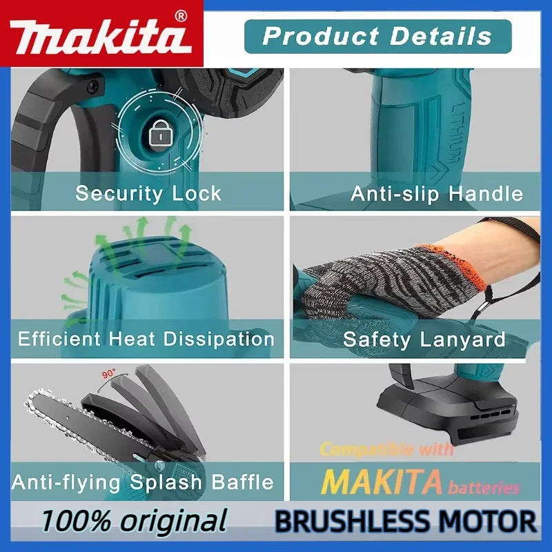 Makita Mini Chainsaw Woodworking with 6-inch Logging Sawzall Mini Portable Chain saw Small Handheld Electric Chain saw