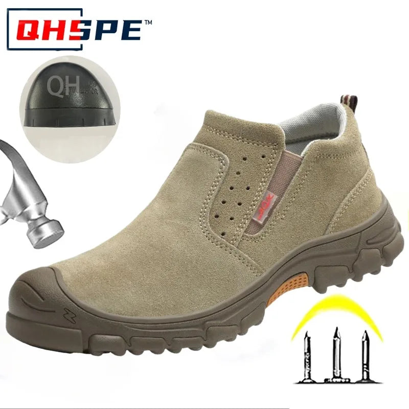Anti Smashing Plastic Steel Toe Insulated Shoes, Breathable Suede Leather, All Season Anti Scalding Welding Shoes