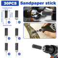 Equipped with 1/8 inch handle sandpaper stick, durable, safe material, 30 PCS sandpaper bar polishing roller sanding head