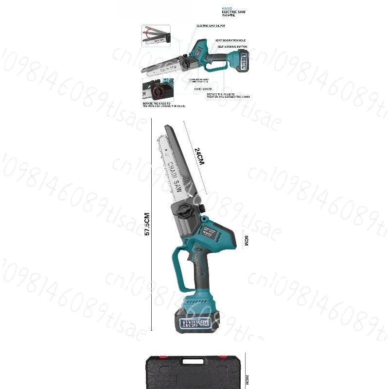 8-Inch Cordless Chainsaw, Lithium Battery Powered Handheld Electric Saw for Tree Felling, Branch Cutting