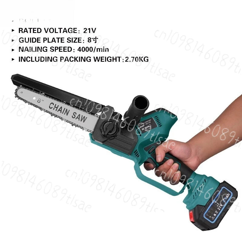 8-Inch Cordless Chainsaw, Lithium Battery Powered Handheld Electric Saw for Tree Felling, Branch Cutting