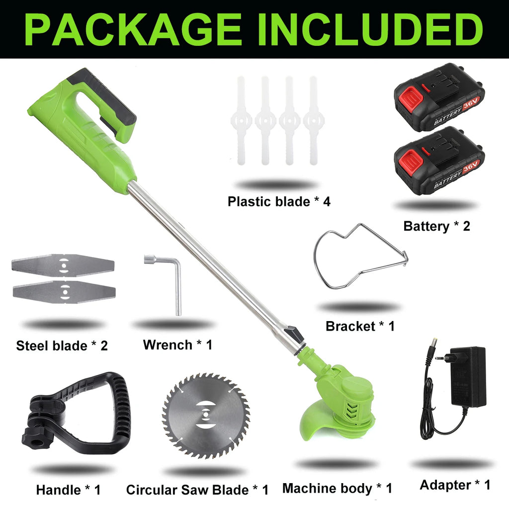 1880W Wireless Electric Grass Trimmer Portable Battery Lawn Mower Brush Cutter Weeder Brushcutter Pruning Garden Power Tools