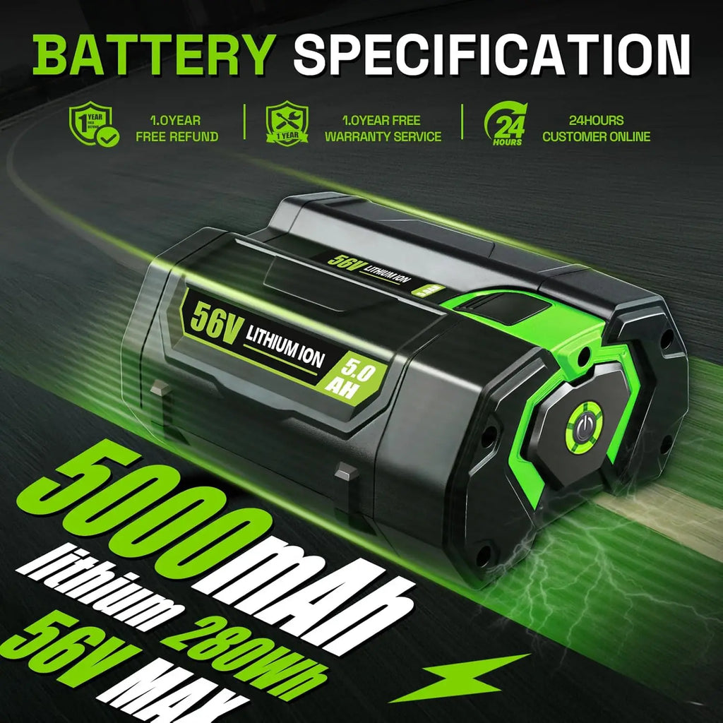 1~4Pcs 5.0/9.0Ah BA5600T Replace for EGO 56V Li-on Battery Pin Compatible with Power Tools (Lawn Mower Leaf Blower Chainsaw)