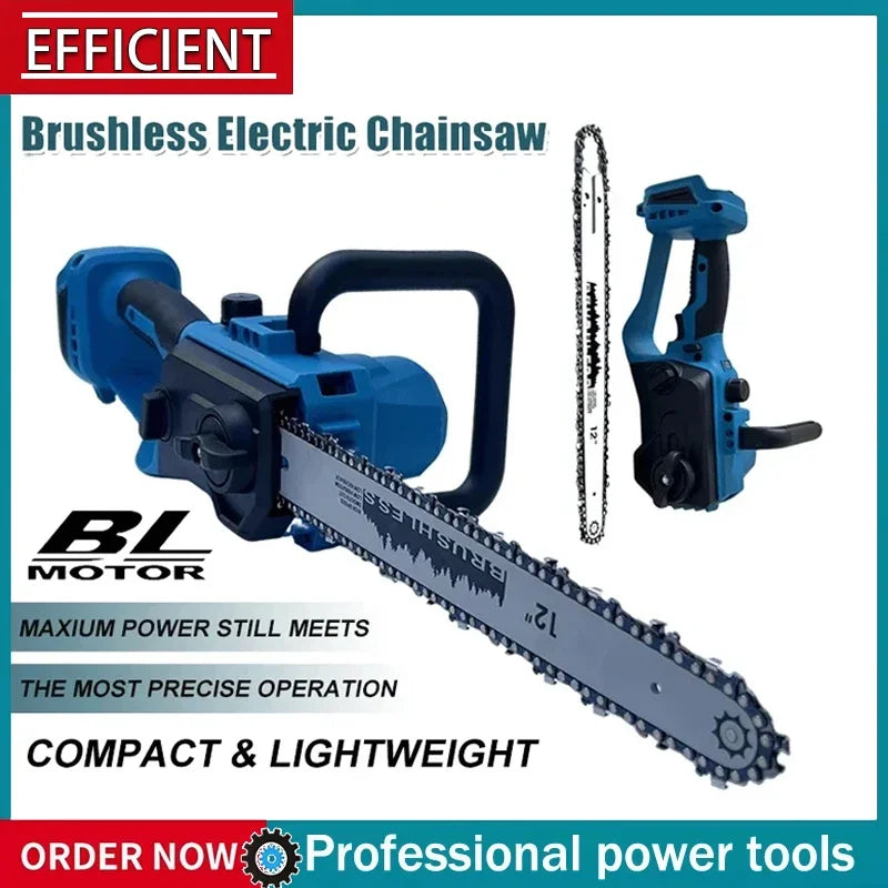6 Inch Chain Saw Electric Saw Handheld Portable Wood Logging Chainsaw Garden Pruning Wood Power Tool for 18V Battery Fit Makita