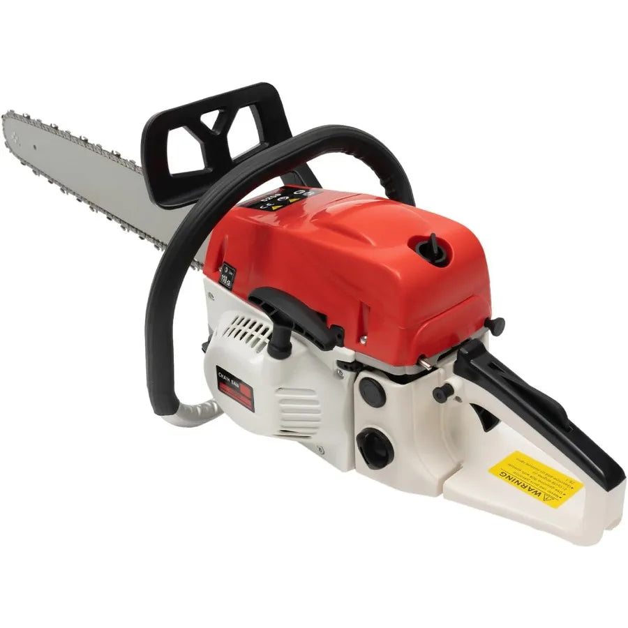 22Inch Gas Chainsaw 2-Stroke 52CC 2KW Engine Handheld Air-cooled Pull Start Petrol Saw for Wood Cutting Garden Pruning Forest L