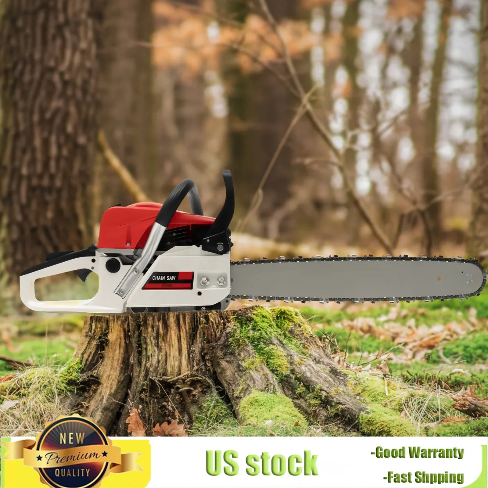 20inch Professional Air-Cooled Gasoline Chainsaw 52CC with Tool Bag，7500rpm Gas-Powered Chainsaw for Heavy-Duty Wood Cutting