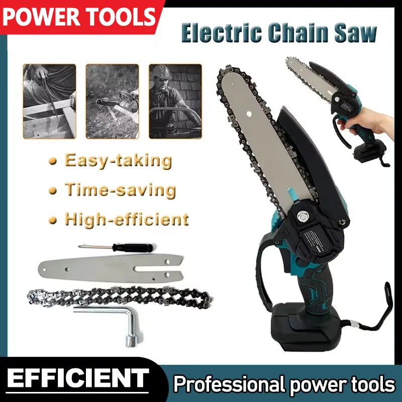 6 Inch Chain Saw Electric Saw Handheld Portable Wood Logging Chainsaw Garden Pruning Wood Power Tool For Makita 18V Battery