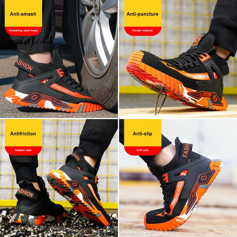 Anti-Smash Puncture-Proof Safety Shoes Steel Toe Safety Boots Security Protection Footwear Work Shoes Indestructible Boots Male