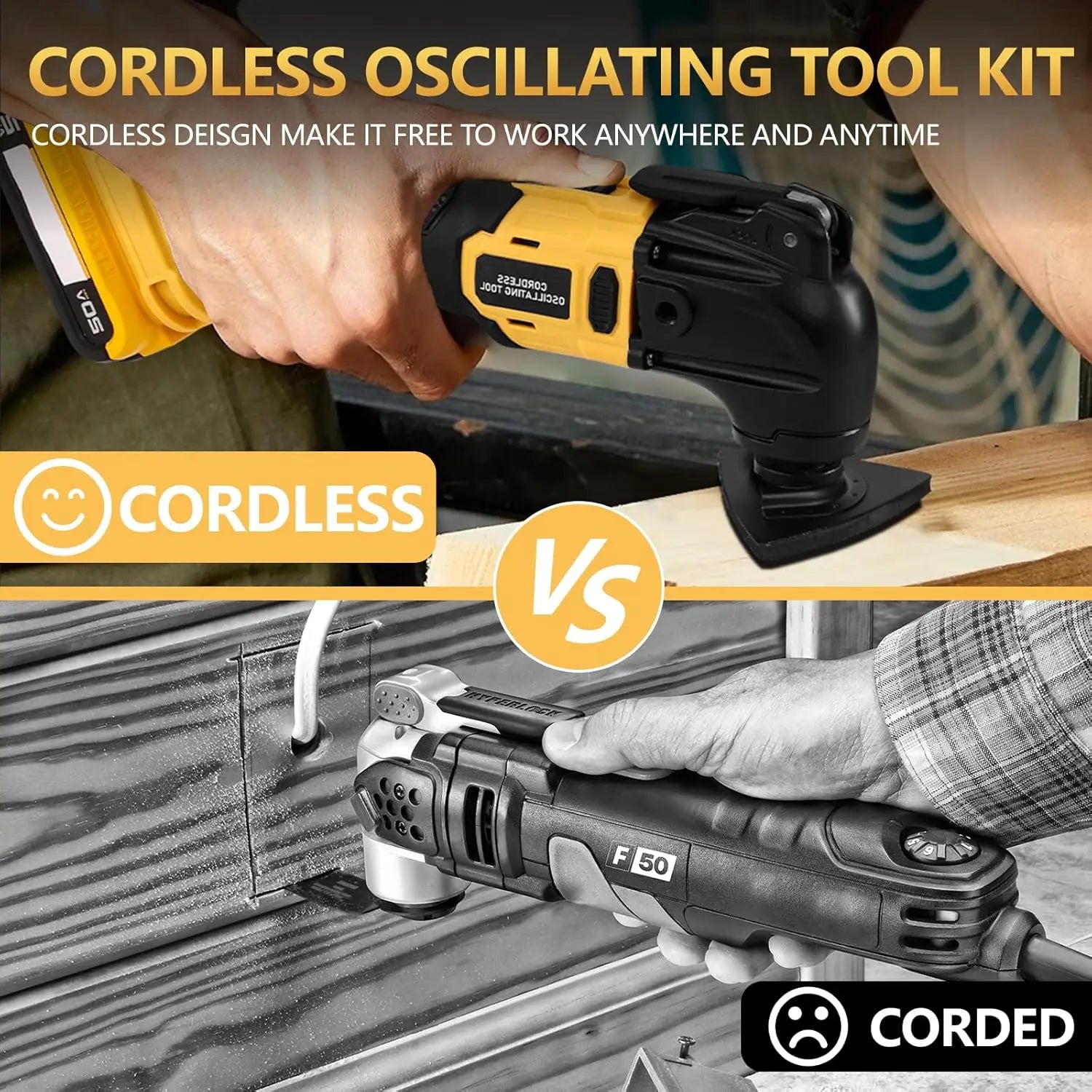 Oscillating Multi Tool Cordless Electric Woodworking Cutting Saw Tool Home Decoration for De-Walt 20V Battery
