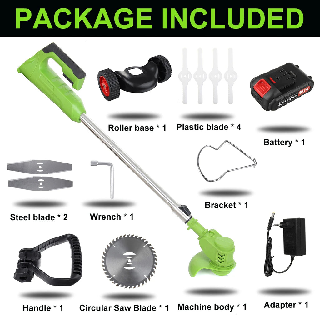 1880W Wireless Electric Grass Trimmer Portable Battery Lawn Mower Brush Cutter Weeder Brushcutter Pruning Garden Power Tools