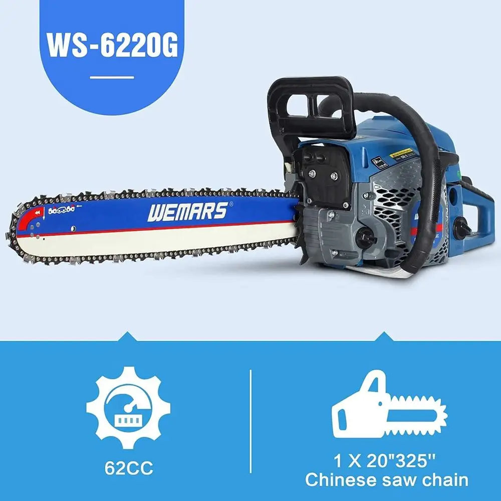 Gas Chainsaws 20 Inch Bar Power Chain Saws, Gas Powered Chainsaw 2 Stroke Handed Petrol Gasoline Chain Saw for Cutting Wood Outd
