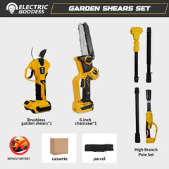 Brushless 6 Inch Electric Chainsaw Telescoping Pole Pruner High Branch Saw Garden Tree Pruning Tool For Dewalt 20V Battery Pin