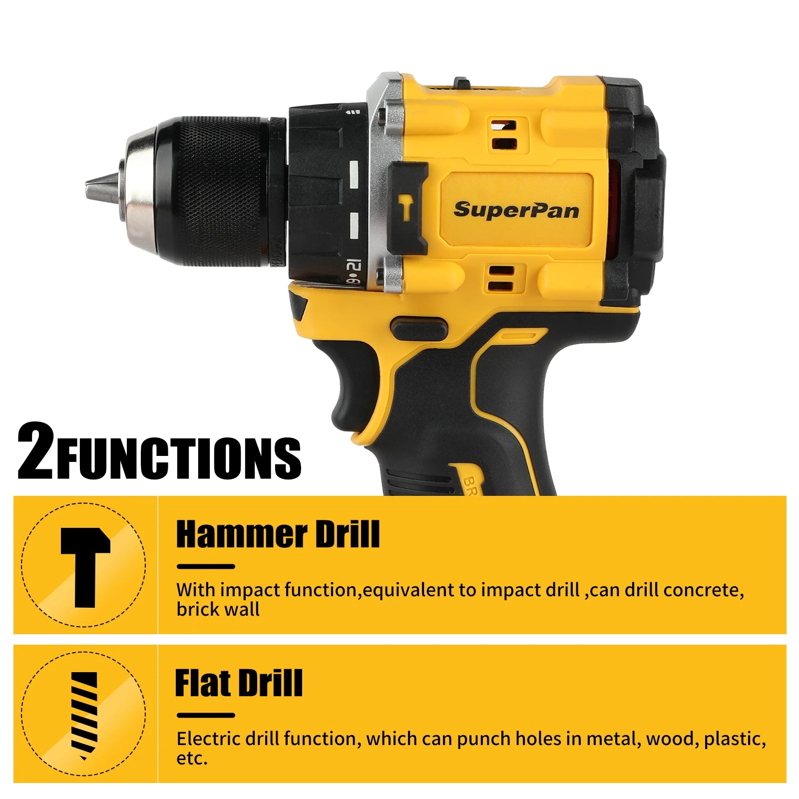 Brushless Impact Drill Superpan20V DCD805, Cordless Electric Screwdriver for 18V dewalt Battery pin, Industrial High Torque Tool