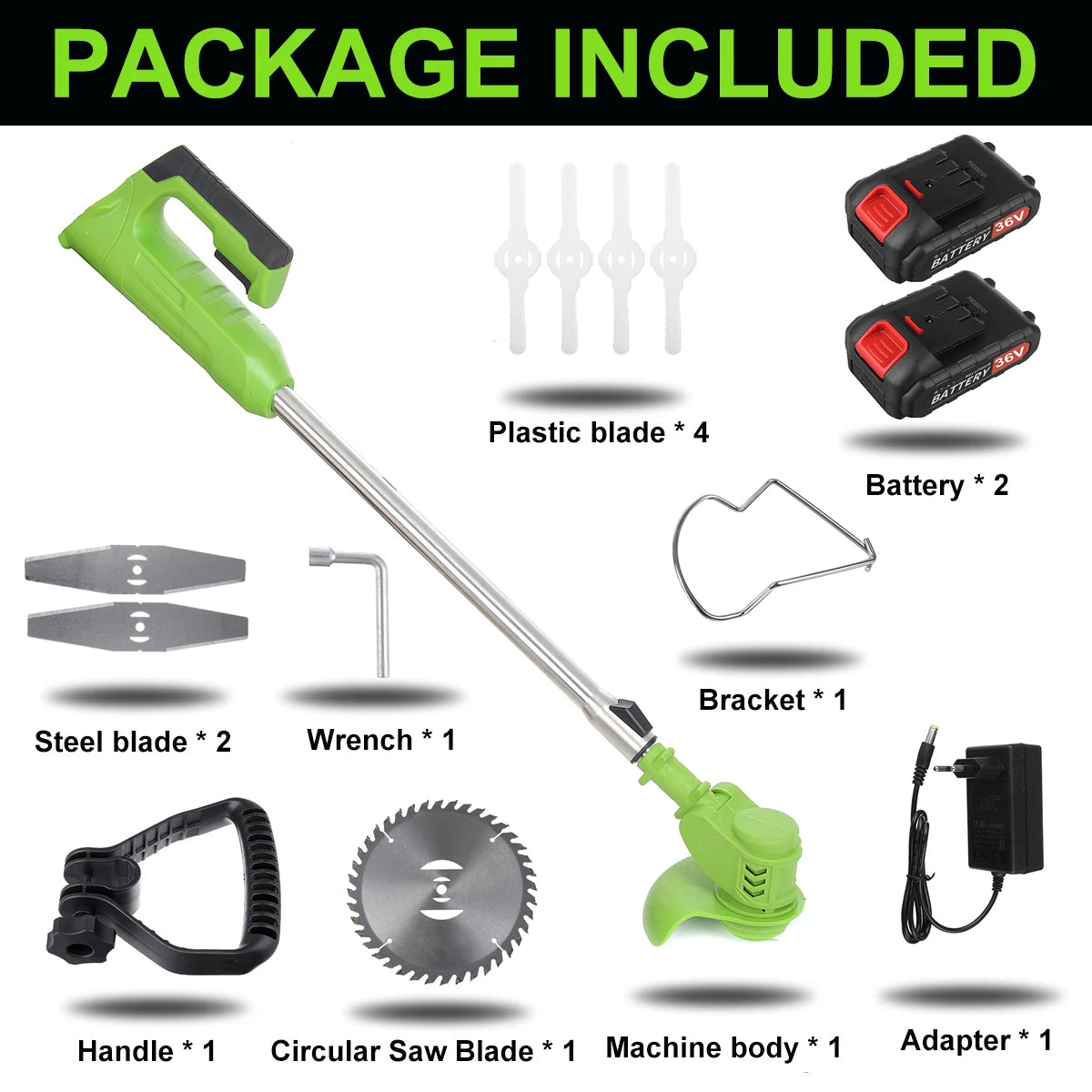 1880W Wireless Electric Grass Trimmer Portable Battery Lawn Mower Brush Cutter Weeder Brushcutter Pruning Garden Power Tools