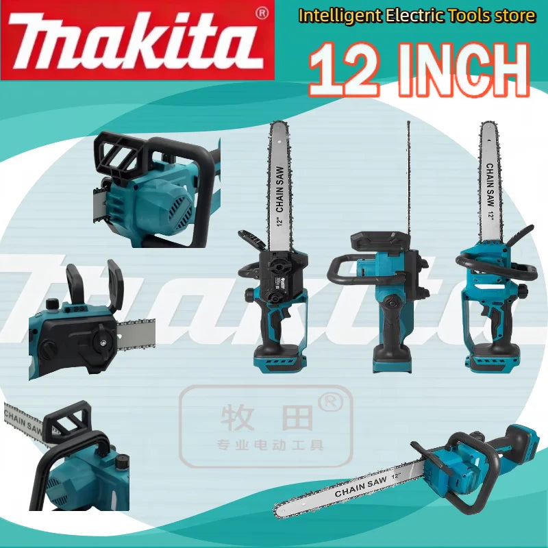 Makita 600W Handheld Brushless Woodworking Chainsaw Power Tool 12-inch Cordless Blue Electric Chainsaw For Makita 18/20V Battery